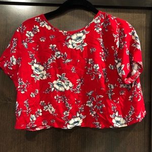 Floral crop top with open back